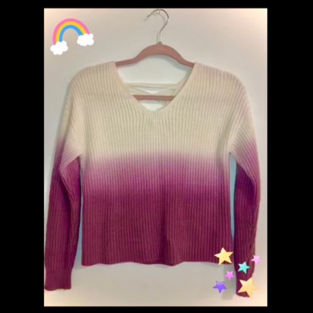 OMBRÉ JUSTICE SWEATER WITH LACE BACKING!